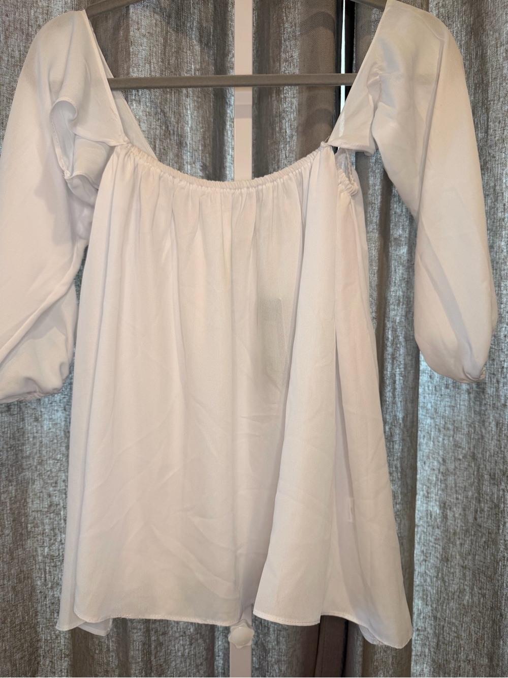 Fashion Nova White Peasant Blouse with Puff Sleeves